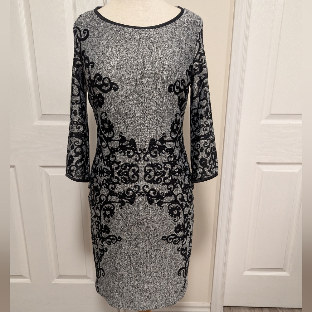 Chic Black and Gray Long Sleeve Dress